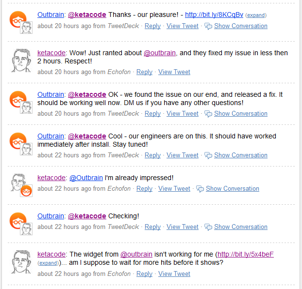 outbrain and ketacode on twitter